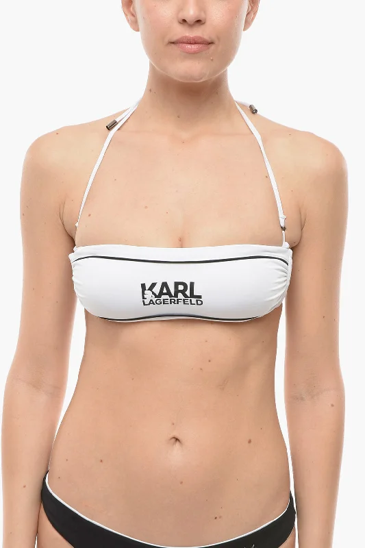 Karl Lagerfeld Contrasting Details Bandeau Bikini Top