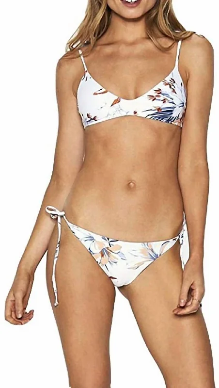 Lily Itsy Seamless Fit Tie Strap Bikini Bottom Swimsuit In Bird Of Paradise White