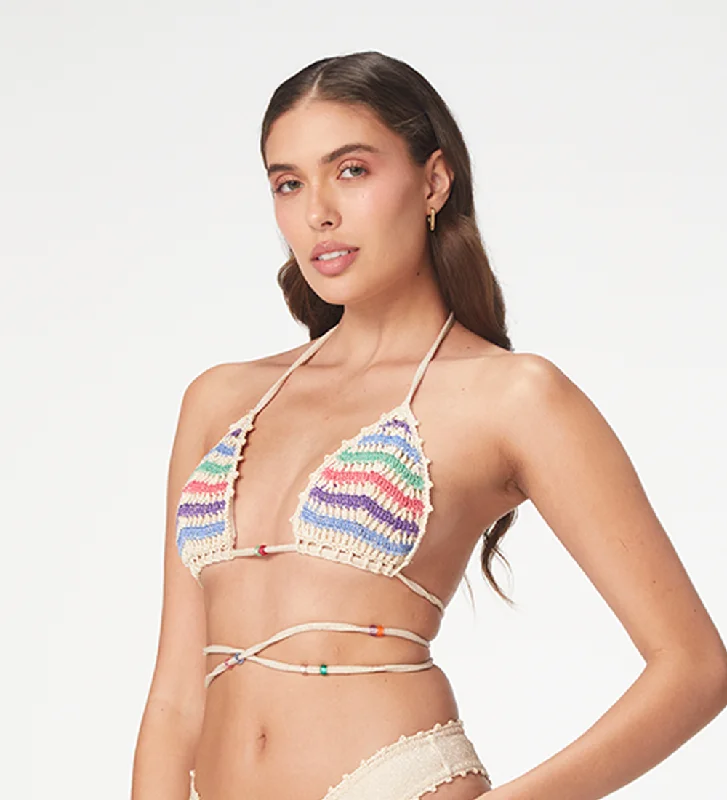 Lulu Gold Shiny With Crochet Bikini Top