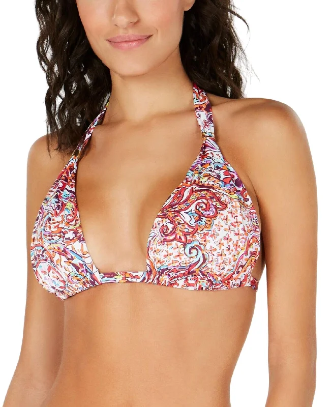 Mystic Paisley Molded Tri Bikini Top In Plum