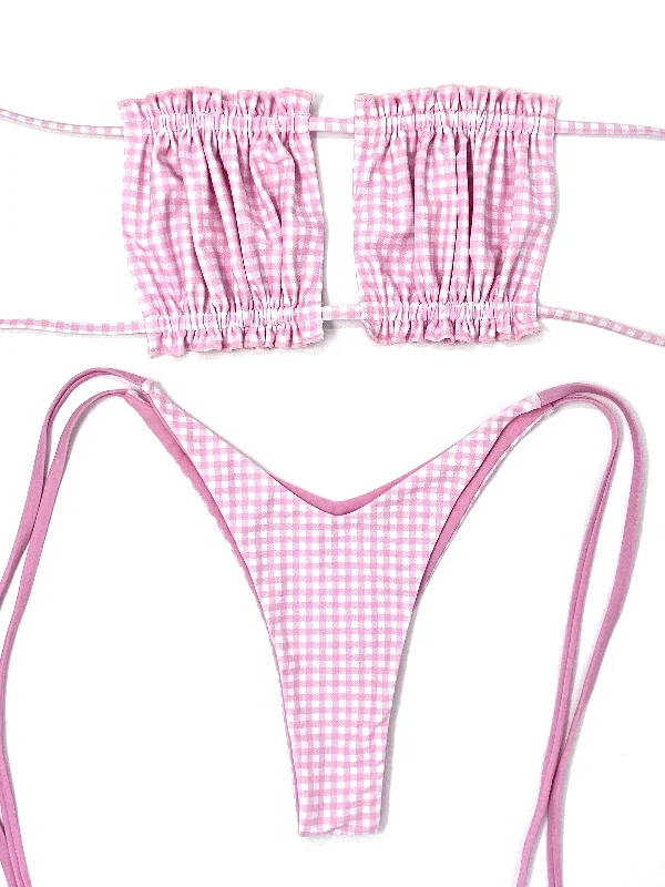 PARKER V CUT BOTTOM - PINK GINGHAM