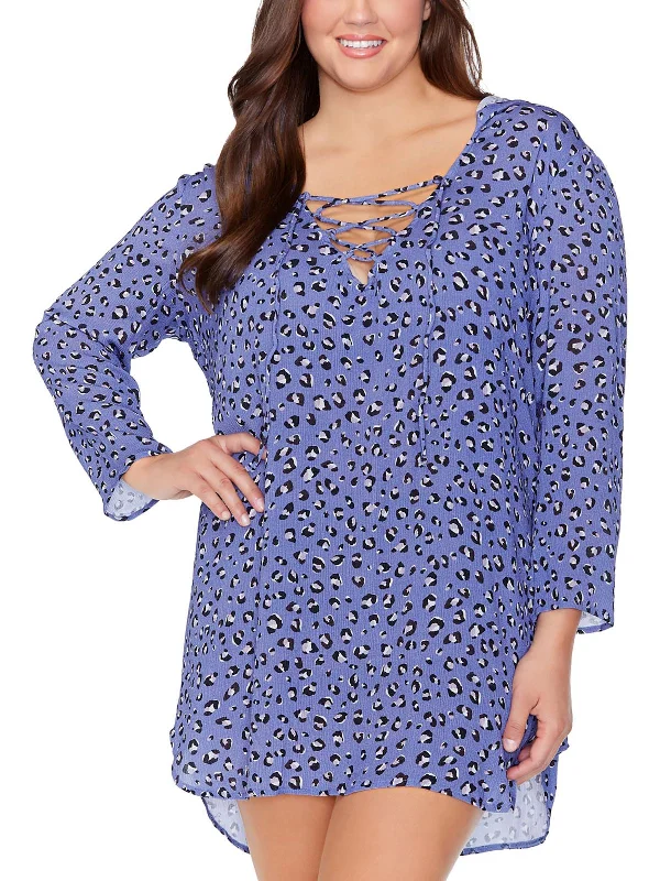 Plus Womens Hooded Dress Cover-Up