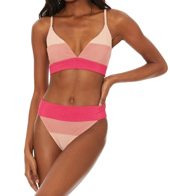 Riza Bikini Top In Rouge Color Block