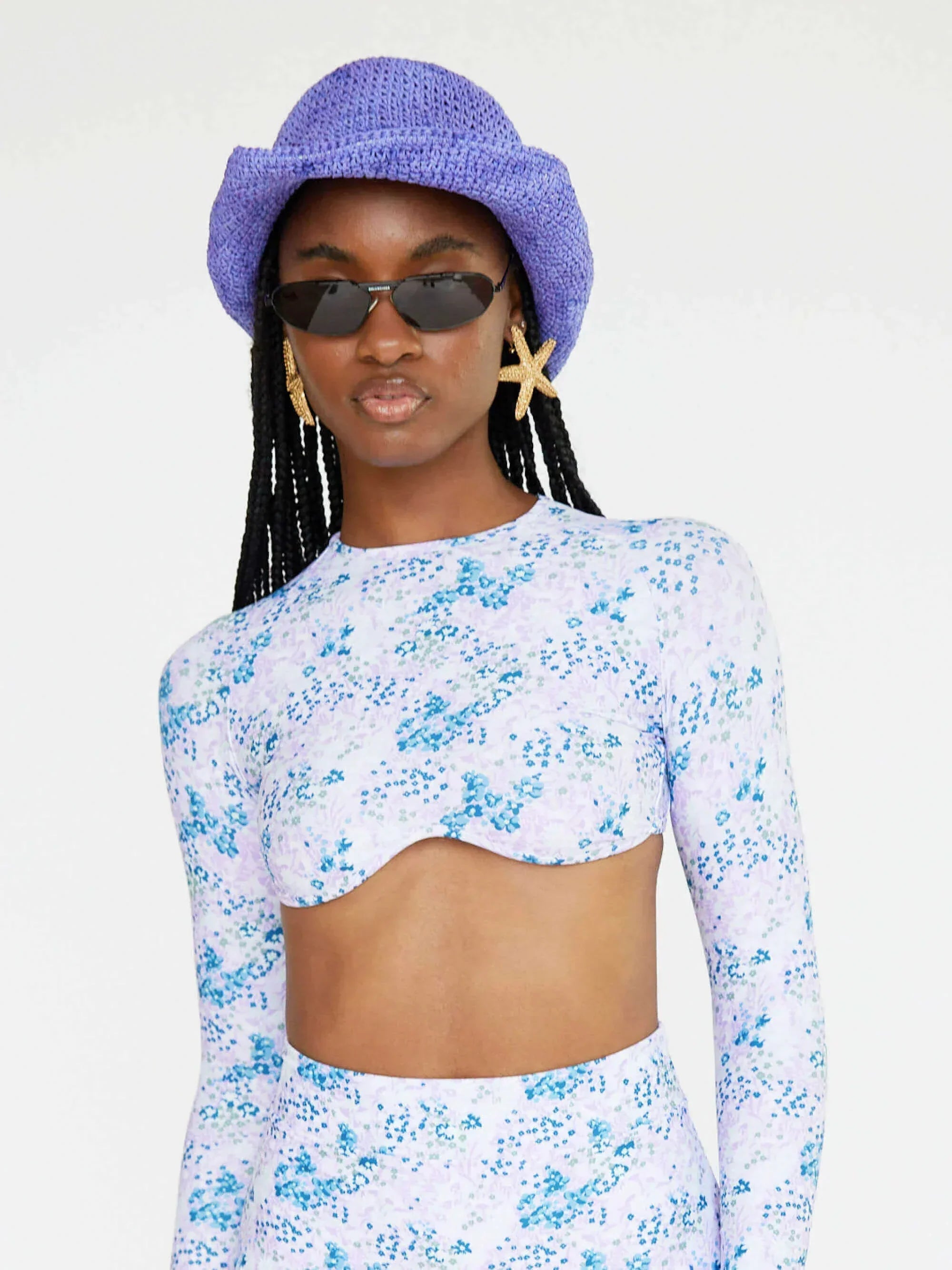 Shellona - Long Sleeve Swim Top | Lavender Fields