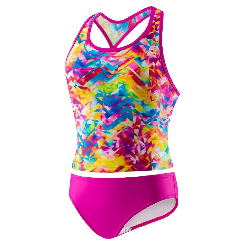 SPEEDO Girls Tie Dye Splash Keyhole Tankini 2PC (7-16)