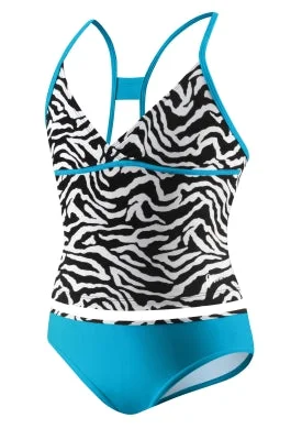 SPEEDO Zebra Tankini Surplice X-Back 2-PC. (7-12)