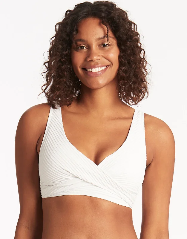 Spinnaker Cross Front Multi-Fit Bikini Top - White