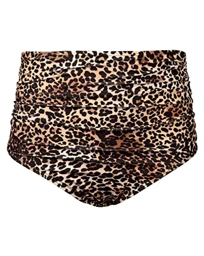 Vintage High Waisted Bikini Bottom For Women-Leopard