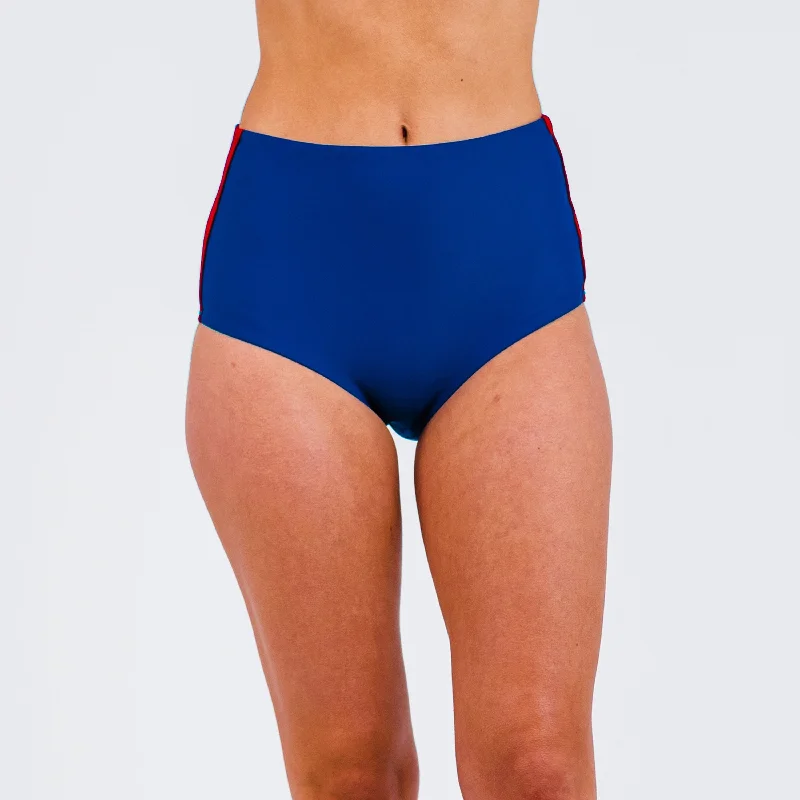 Women's Full Coverage Color Block High-waisted Bikini Bottom