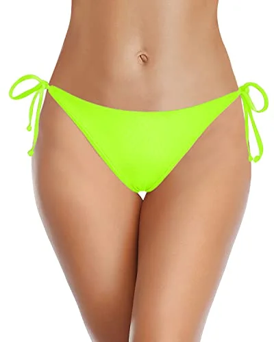 String Swim Bottom Tie Side Bikini Bottom Low Rise Bathing Suit Bottom-Yellow Green