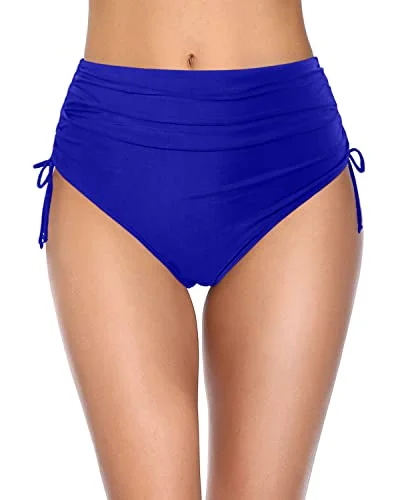 Women's High Waisted Bikini Bottom With Full Coverage-Royal Blue