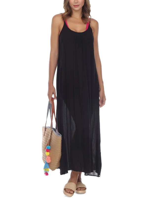 Womens Solid Maxi Cover-Up