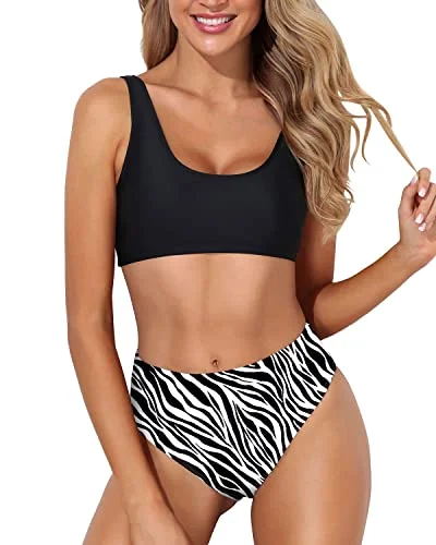 Two Piece Bikini Bottoms Sports Two Piece Bikini For Women-Zebra