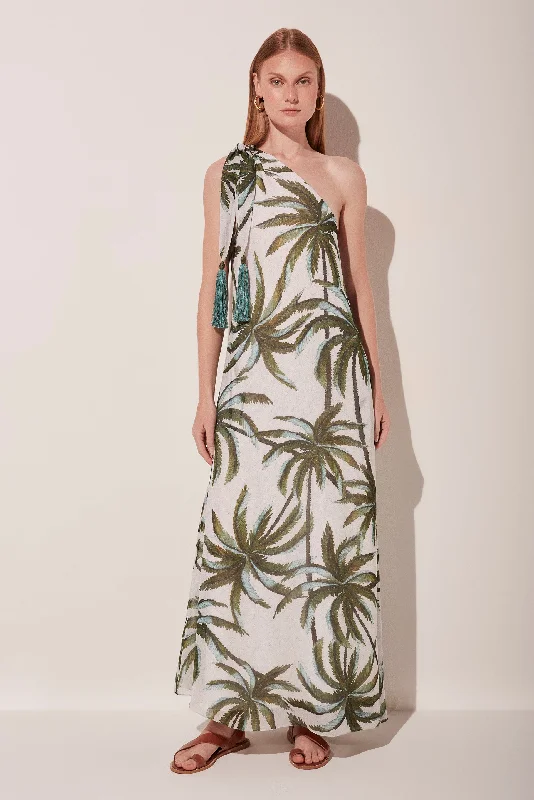 Embroidered Coconuts One Shoulder Long Dress E4748A1796