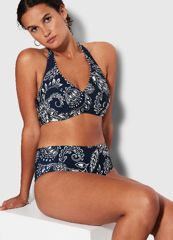 Folklore F Cup Halter Bra - True Navy